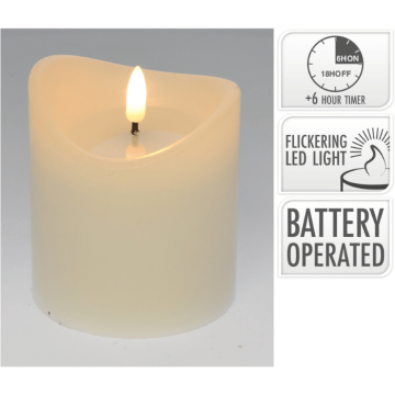 LED bloklys hvit - 9x9x10 cm