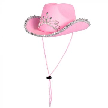 Rosa glitrande cowboyhatt barn