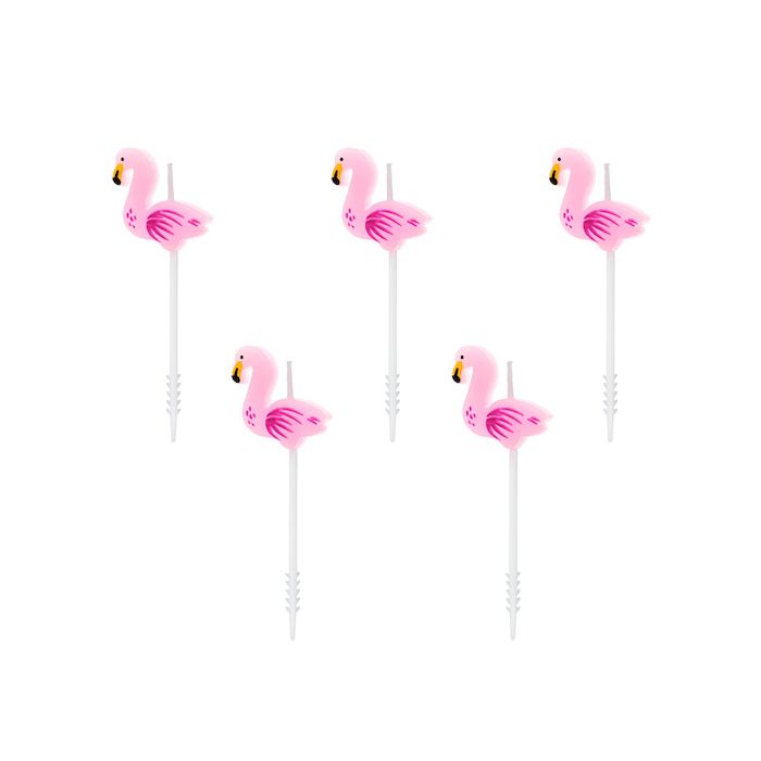 Flamingo bursdagslys 5x - 3 cm