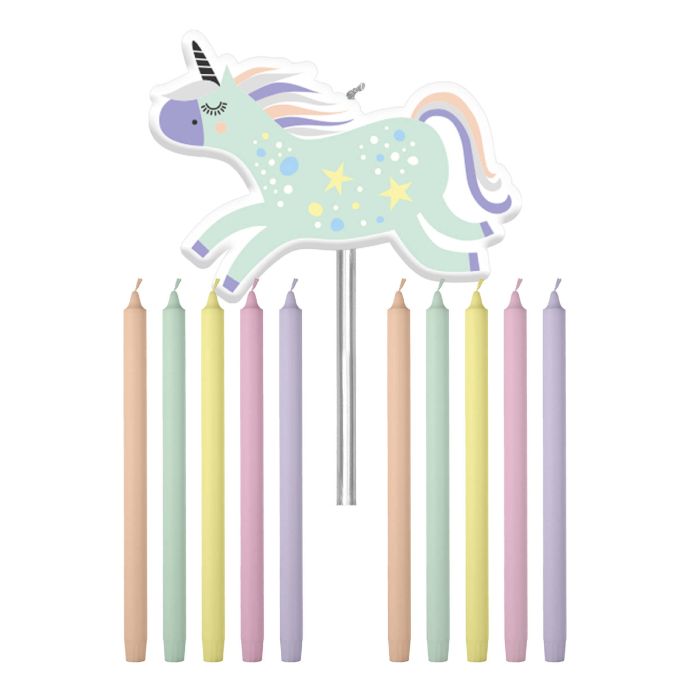 Einhorn fødselsdagslys 11x - 10 cm