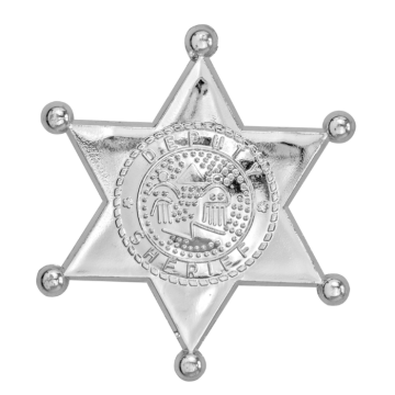 Sølvfarga cowboy sheriffstjerne