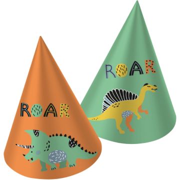 Festhattar med dinosaurmotiv 6x - 16,5 cm