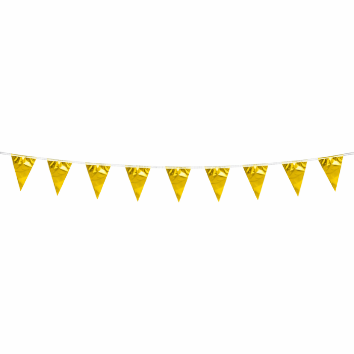 Gull metallisk flaggguirlande 10x15 cm - 3 meter