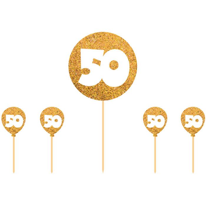 50 Års Kakedekorasjon Gull 5x