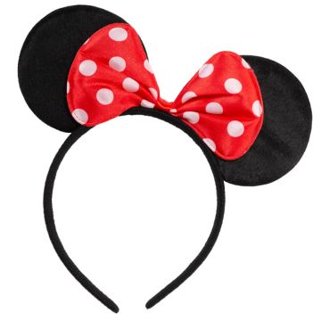 Minnie hårbånd med polkaprikket rød sløyfe