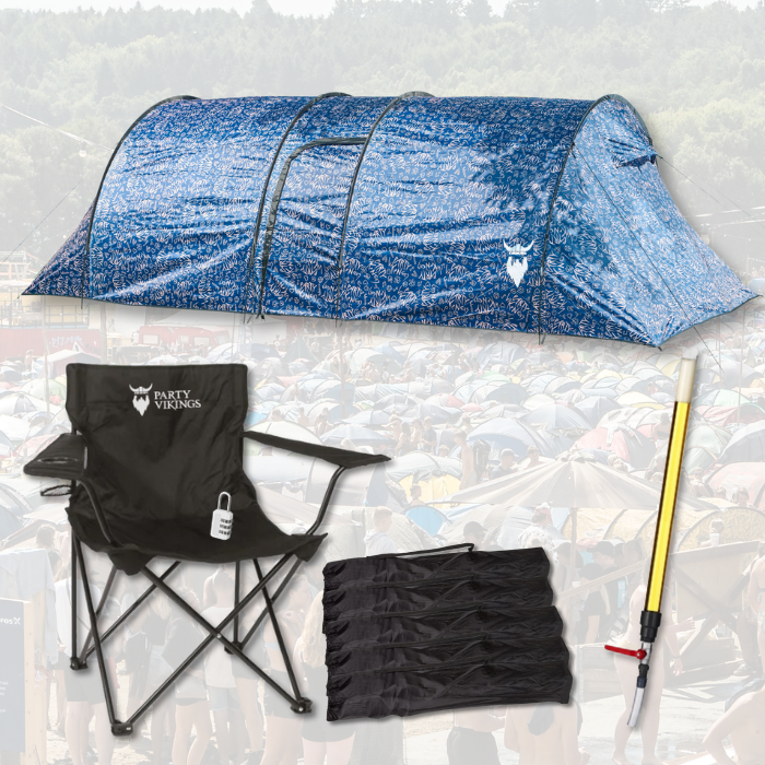 Festivalpakke 6 personar Premium - RAGNAR telt, festivalstol m.m.