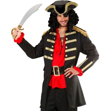 Sort piratkaptein-kostyme til herre