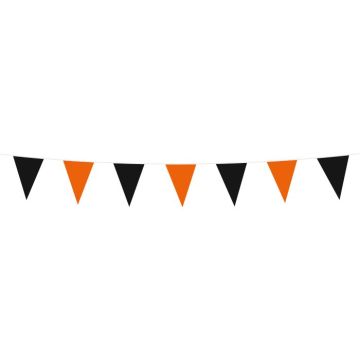Svart og oransje halloween flagguirlande - 3 m