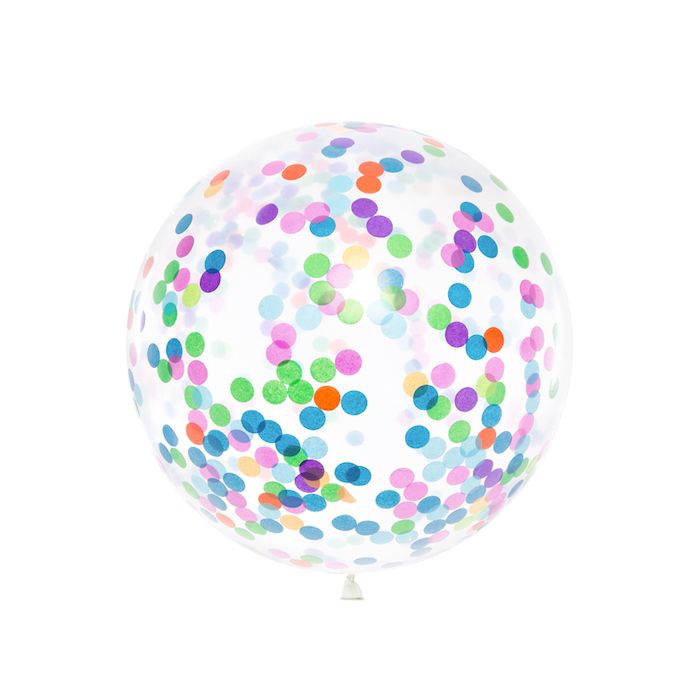 Kjempe konfetti-ballong mangefarga - 1 Meter