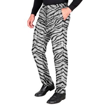 Paillettbukser for herrer med zebraprint i sølv