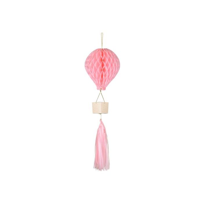 Lyserød honeycomb luftballon dekorasjon - 28 cm