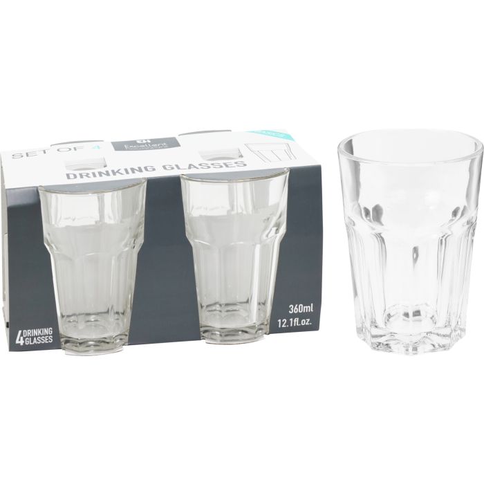 Fasetterte drikkeglass 4 stk. 360 ml
