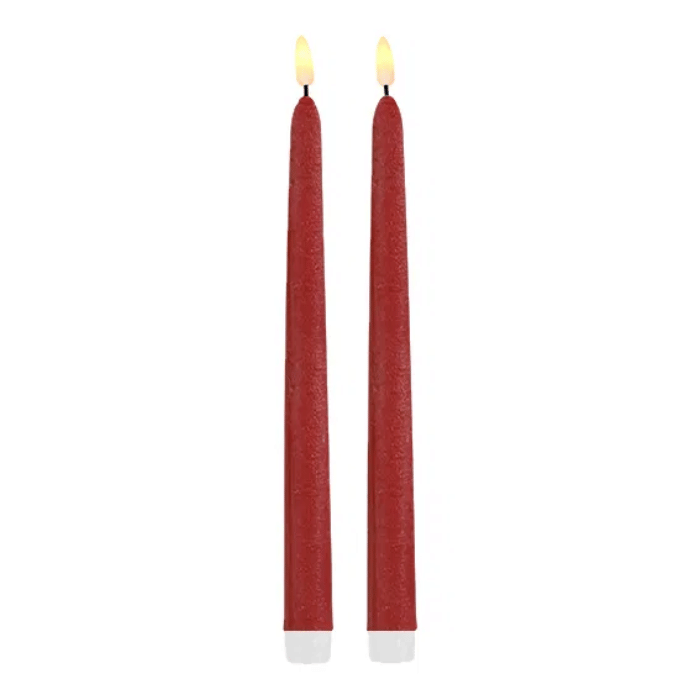 LED-stearinlys 2x mørkerød - 2x25 cm