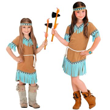 Indianerpike kostyme i brun - 3 deler