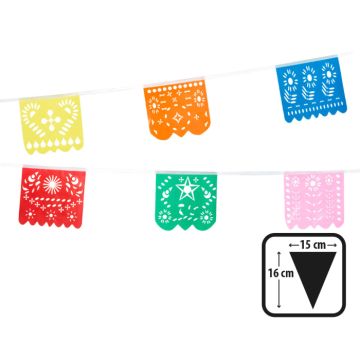 Multifarvet mexicansk fiesta plastguirlande - 6 m