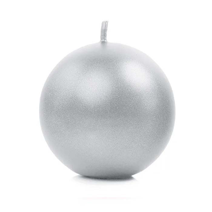 Runde Metalliske Sølv Stearinlys 10x - 6 cm