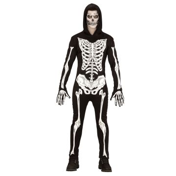 Skeletkostyme med hette og hansker