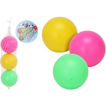 3 mini strandballer i rosa, grønn og gul
