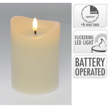 LED bloklys hvit - 9x9x12,5 cm