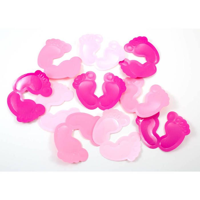 XL lys rosa konfetti med babyføter