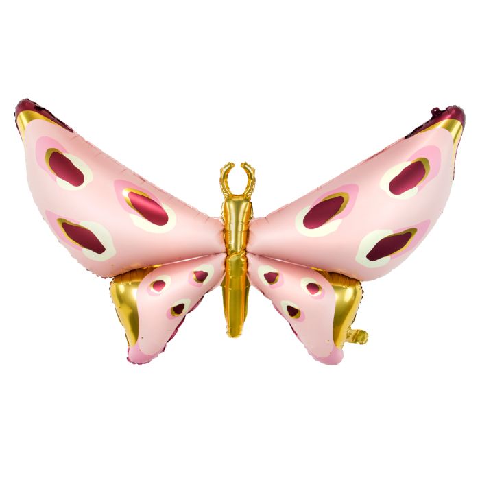 Folieballong rosa sommerfugl 120x87 cm
