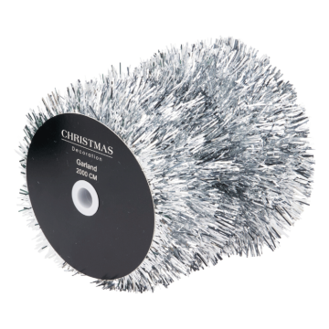 Sølv glitter girlande - 20 meter