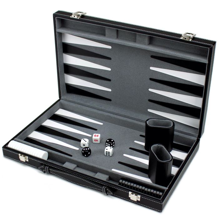 Backgammon deluxe - inkl. brikker, terninger & terningbokser