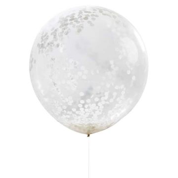 Ballong med Kvit Konfetti - 90 cm