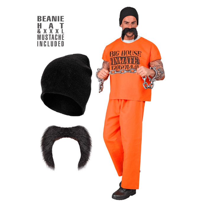 Fengselsdrakt kostyme oransje - 4 deler