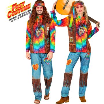 Fargerikt hippiekostyme for voksne