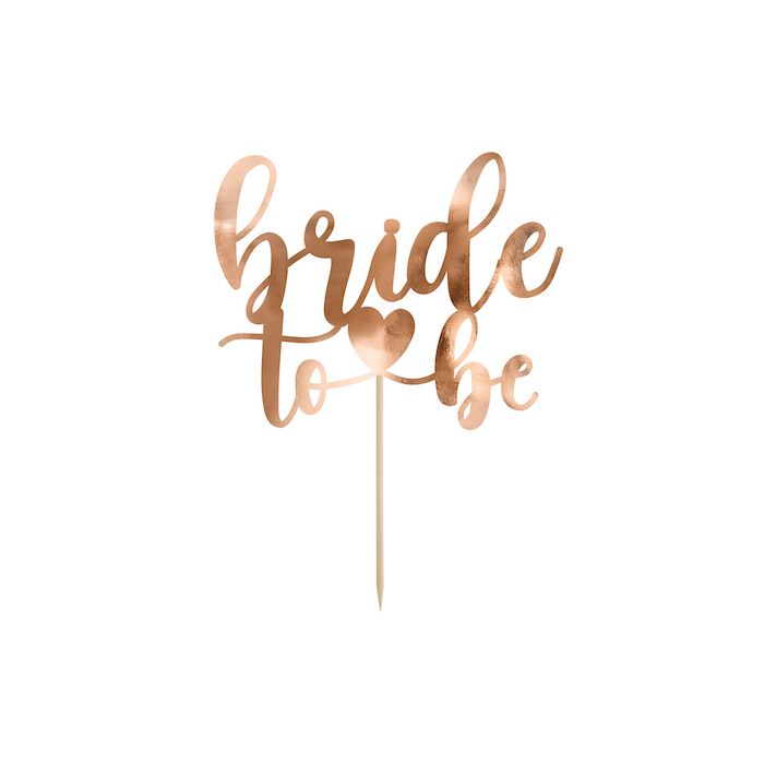 Rose gold "Bride To Be" kakedekorasjon - 17,5 cm