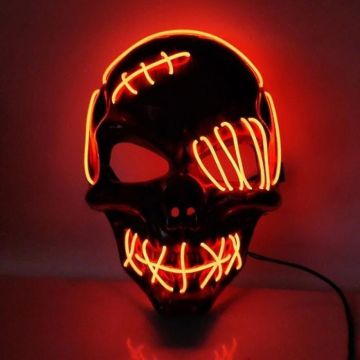 Skummel Halloween LED-maske - Rødt kranie med sår