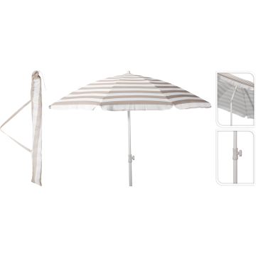 Strandparasol med vippefunksjon, taupe og hvit, over 200 cm