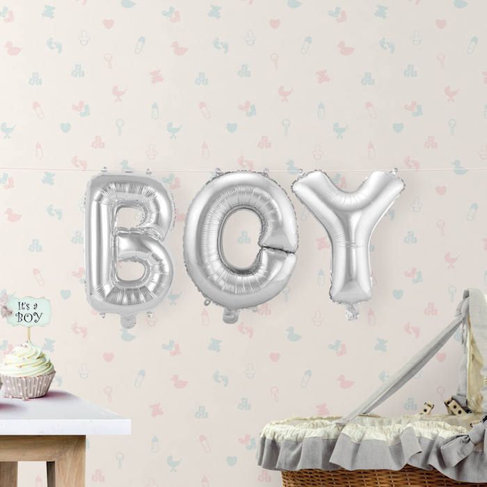 BOY sølv folieballong - 36 cm
