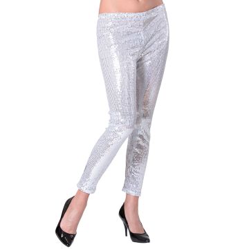 Sølvfargede paillettleggins til disk og nyttår