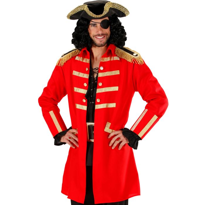 Rødt piratkaptain-kostyme for herre