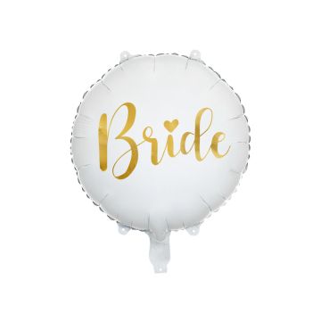 Bride Folieballong Kvit Og Gull - 45 cm