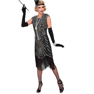 Flapper Gatsby-kjole for damer, sølv