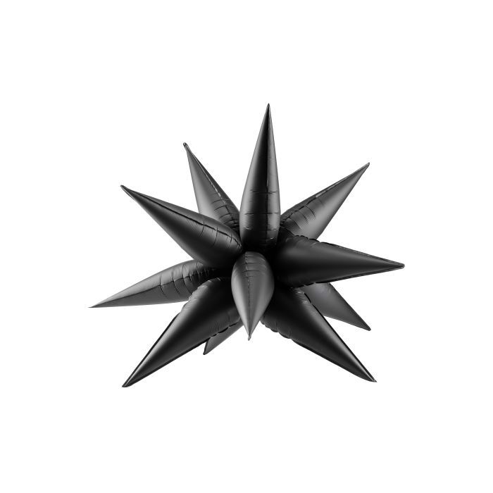 Svart 3D stjerne folieballong - 70 cm