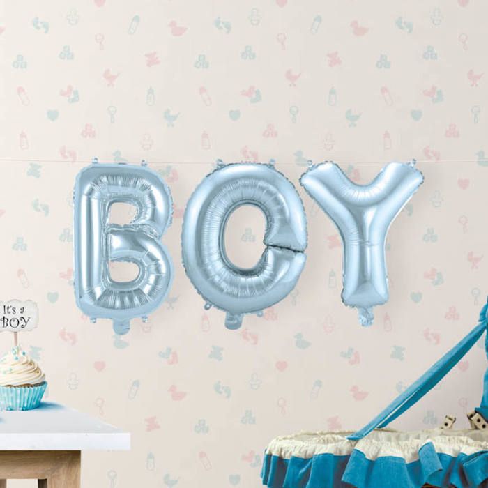 BOY lyseblå folieballong - 36 cm