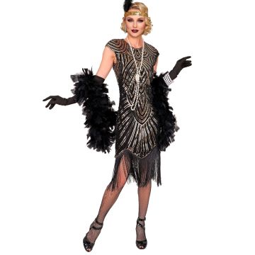 Flapper Gatsby-kjole til damer, gull