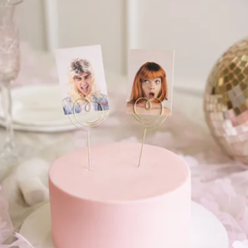 Gull hjarte kagetoppere til foto 2x - 12x4 cm