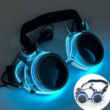 LED-brille med pigger blå - onesize