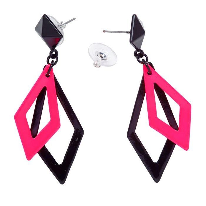 Neon 80-tals øreringar rosa i ruteform