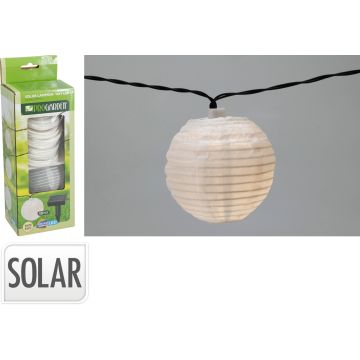 Solcellelampioner hvite 10 stk. med varmt hvit LED