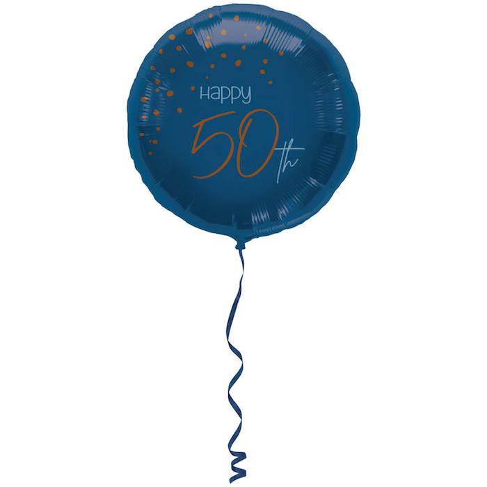 "Happy 50th" Folie Ballong Blå - 45 cm