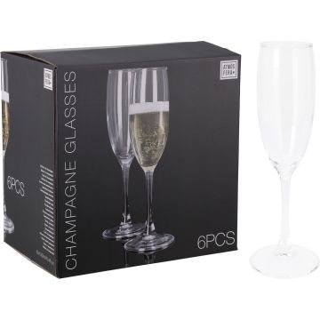 6 champagneglass i glass à 190 ml