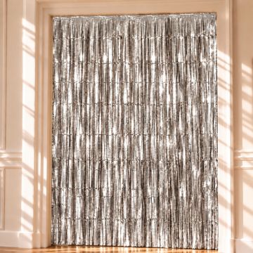 Sølv Glimmerforheng - 100 x 240 cm