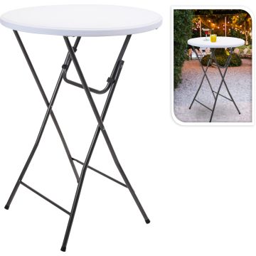 Rundt ståbord i hvit Ø 80 cm med svart metallramme