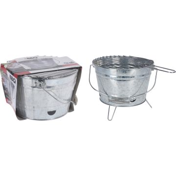 Grillbøtte med sinkfinish og rist, 22 cm høy